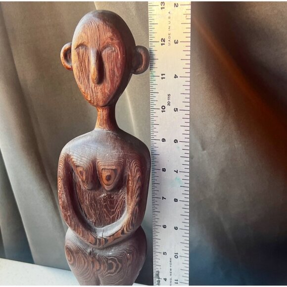 Handcrafted Wooden Abstract Female Figure Sculpture Vintage 13” T - Picture 7 of 14